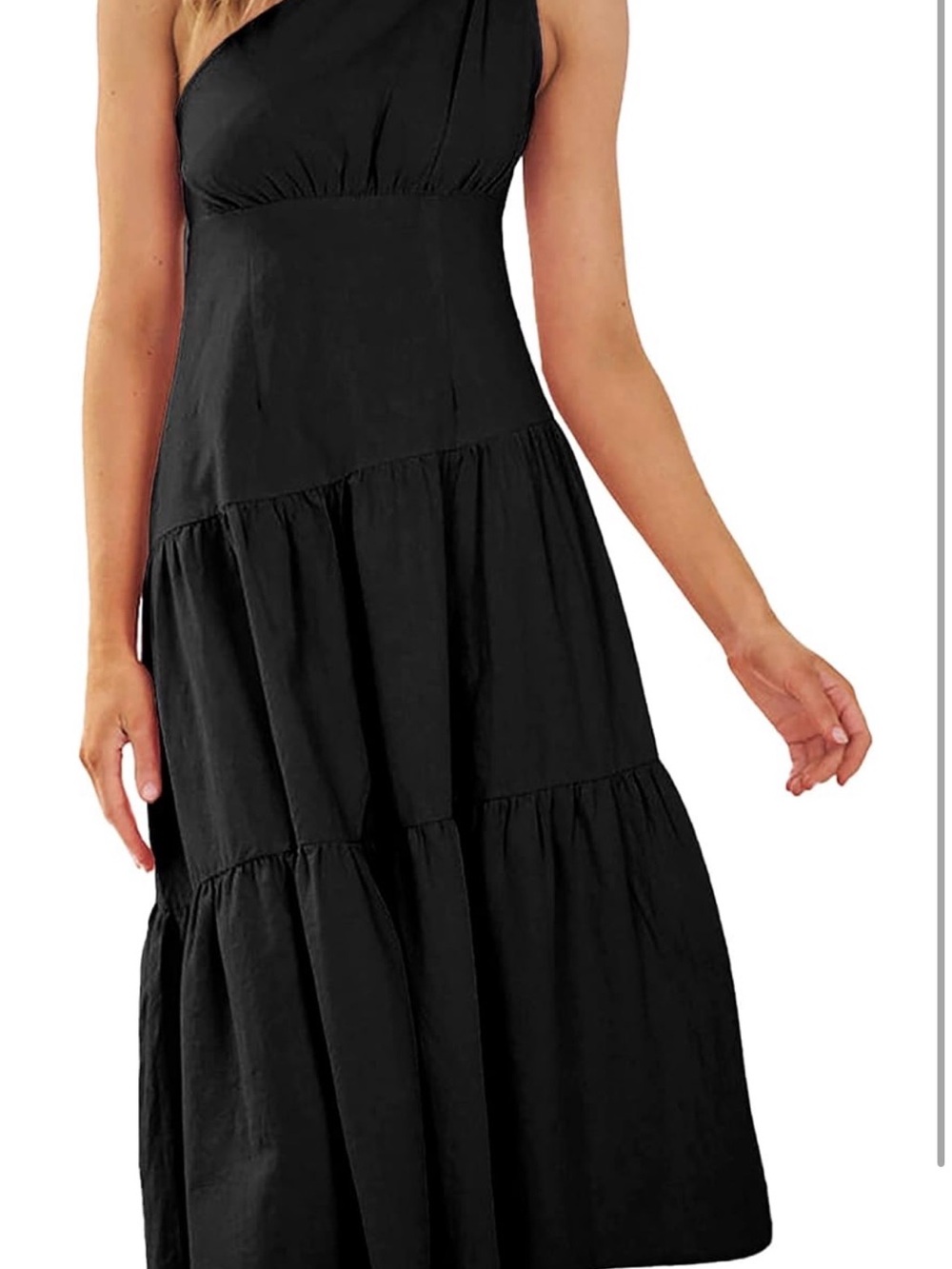 Kirundo Black One Shoulder Tiered Midi Dress NWT Size Medium